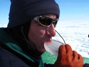 Chris sampling sea ice